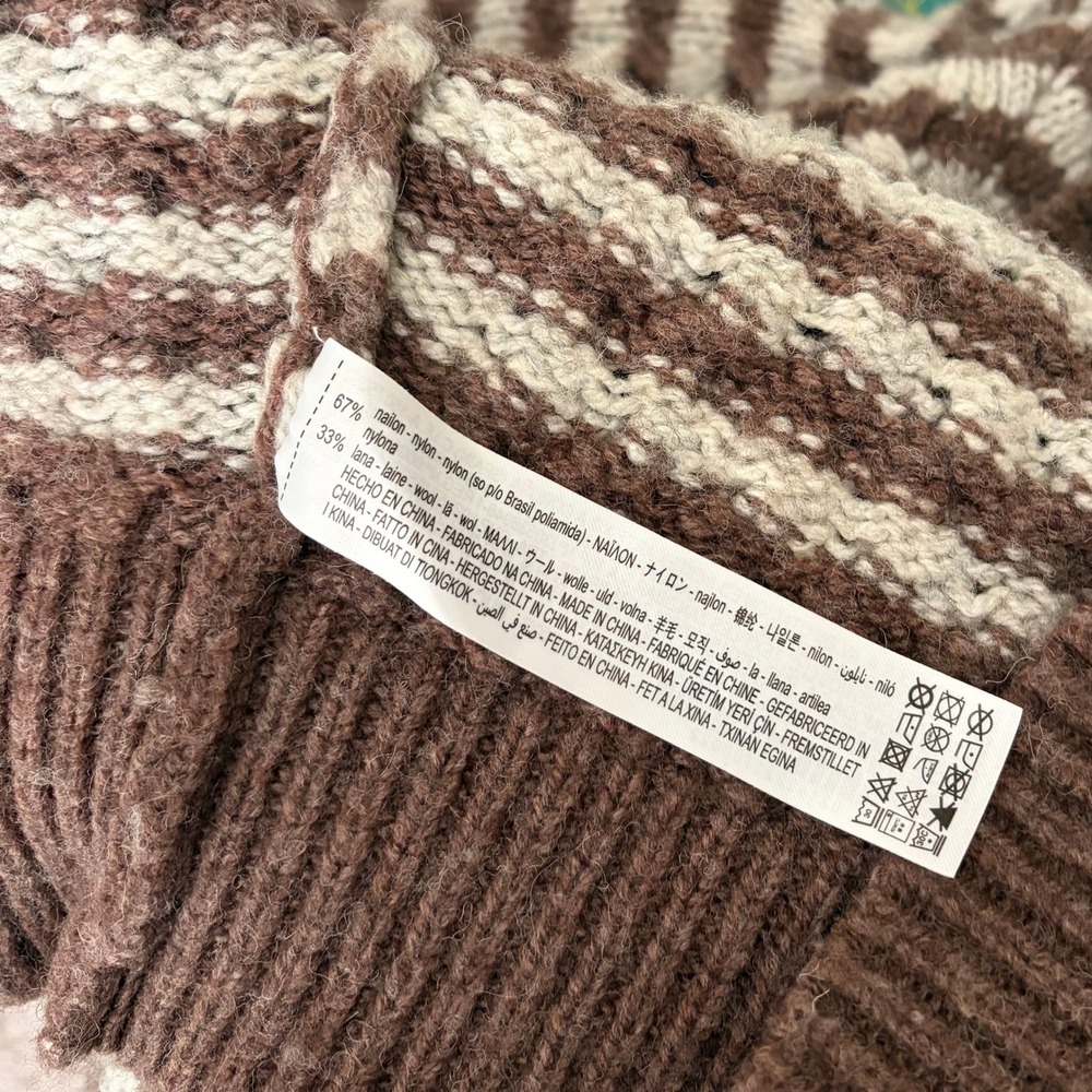 ZARA Wool Chunky Knit Oversized Sweater Brown Grey Stripes Pullover Knit Small - Picture 14 of 16